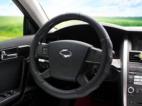 Automotive Accessories Car Steering Wheel Cover Natural Leather Handle Cover Black HYUNDAL MOBIS GENUINE 15"(380mm)