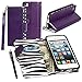 iPhone 5C Case, iPhone 5C Flip Case - E LV Deluxe Zebra Print Interior PU Leather Wallet Purse Flip Folio Stand Case Cover for iPhone 5C with 1 Stylus and 1 Clear Screen Protector (Purple)