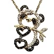 14k Yellow Gold Black and White Diamond Panda Bear Pendant (1/5 cttw), 18"