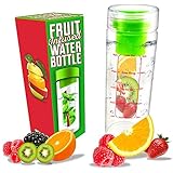 Fruit Infuser Water Bottle 24 oz: Fruit Infusion Water Bottle With Bonus Recipe Ebook - Unique Detox Water Bottle Infuser Pitcher Gift For Mom or Birthday Gift For Her. Top Fruit Infused Water Bottle With Removable Fruit Infuser Bottle