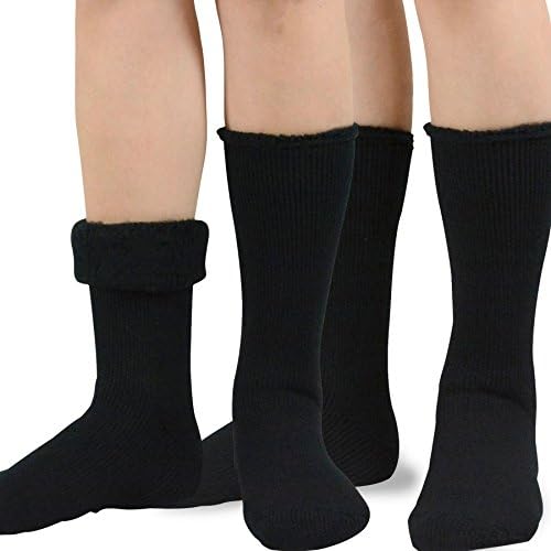 Super Warmer Brushed Thermal Crew 2 -Pk Socks for Men, Black/Black Black/Black 10 -13