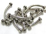 12 Karen Hill Tribe Silver - Curved Beads w' Starburst Accents