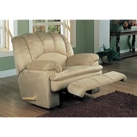 Beige Plush Padded Microfiber Rocker Recliner Chair by AtHomeMart