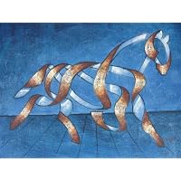 20X24 inch Abstract Hand-painted Oil Painting Blue Horse
