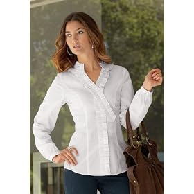 Buy Chadwicks Ruffle-Front Poplin Top by Chadwicks