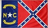 North Carolina Rebel Flag - 3 foot by 5 foot Polyester (NEW)