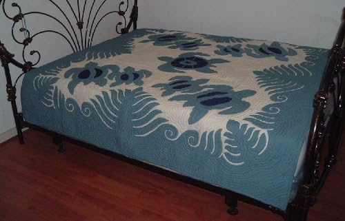 Hawaiian Quilt 100% Hand Quilted/Hand Appliqued Full/Queen Bedspread 80x80 New