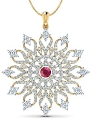 Diamond (1.78 Ct, IJ-SI), 18 Kt Yellow Gold Celestial Burst Pendant