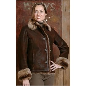 WoMens Shearling Coat with Toscana Trim by Overland