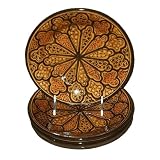 Le Souk Ceramique 8-Inch Set of 4 Side Plates, Honey Design