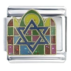 Buddhist Bracelet Star Stained Glass Religious Jewish Italian Charm