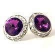 Violet Swarovski 15mm Rondelle Stud Earrings Fashion Jewelry