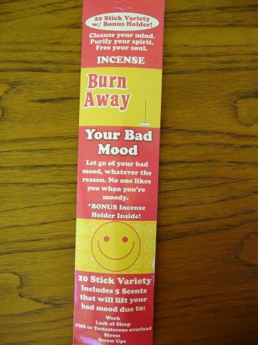 Novelty Incense - 20 Stick Variety - Burn Away "Your Bad Mood" Includes Incense Holder