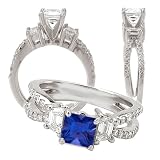 *18k Chatham 5x5mm princess cut blue sapphire color #3 engagement ring with split shank *18k Chatham 5x5mm princess cut blue sapphire color #3 engagement ring with split shank