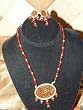 Christmas Gift 22k Gold Plated Ruby Red Beads Indian Style Ethnic Jewelry Set 3pc Free Shipping