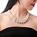 HONEYJOY Lady Two Layer Beaded Ring Chess-Like Necklace(beige)