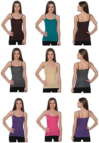 LOT OF Juniors Spaghetti Strap Tank Top Camis Basic Camisole Cotton L08 6 Pack-A M
