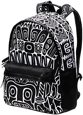 Fashion Black-White Totem Print Backpack, 20L Water-proof Durable Daypack, Multi-Pocket fits iPad tablets and 15¡± Laptop, Travel Casual School Gym Camping Beach Party Sports Outdoor bag