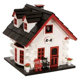 Le Petit Chalet LPC-1005 Log House Bird House - Red, White and Black by 