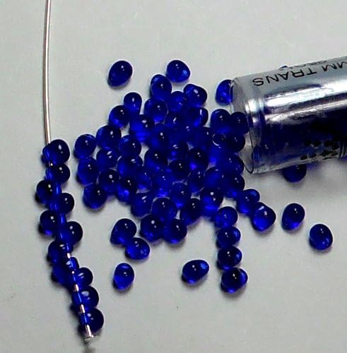 Cobalt Blue Transparent Miyuki 3.4mm Fringe Seed Bead Glass Tear Drops 25 Gram Tube Approx 650 Beads
