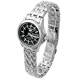 【日本製逆輸入モデル】SEIKO 5 セイコーファイブ 自動巻き手巻き式腕時計 デイデイトカレンダー搭載 ブラック文字盤 レディース ウォッチ SYME63K