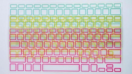 HYAIT Bundle of 3 Colorful Button Silicone Keyboards Skins/Covers for MacBook Pro 13" 15" 17" (with or w/out Retina Display) iMac and MacBook Air 13" - Pink Trq Ylw