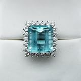 14k White Gold Contemporary Aquamarine Diamond Ring