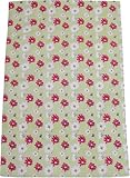 Printed Cotton Tea Towel 70cm Lime Flowers Design BOW1601
