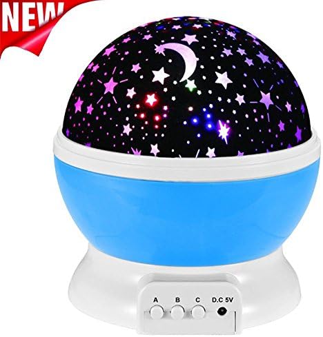 Lucky Rain (TM) Moon Star Nursery Baby Night Light Projector LED Rotating Sky Projection Decorations Lamp Fixtures for Baby Room 2016