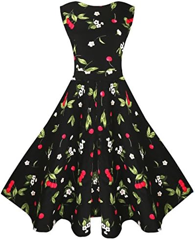 MaggieX Sleeveless Women Pin Up Dress Floral 50s Style (L, Q001-015)
