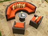 NorthCape Melrose Wicker Curved Sofa and Lounge Chairs Set