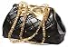 TRINA Golden Bow Black Diamond Quilted Clasp Closure Purse Satchel Handbag w/Detachable Shoulder Chain