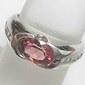 14K White Gold Pink Tourmaline and Diamond Ring