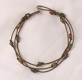 Triple Stranded Indonesian Tradewind Bead Anklet - Cord is Now Dark Brown