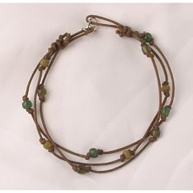 Triple Stranded Indonesian Tradewind Bead Anklet by Anklets