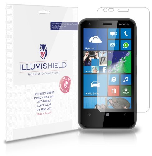 iLLumiShield - Nokia Lumia 620 Screen Protector Japanese Ultra Clear HD Film with Anti-Bubble and Anti-Fingerprint - High Quality (Invisible) LCD Shield - Lifetime Replacement Warranty - [3-Pack]