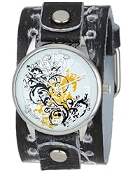 Nemesis Womens THR827N Classic Yellow Plant Art Leather Cuff Band Watch