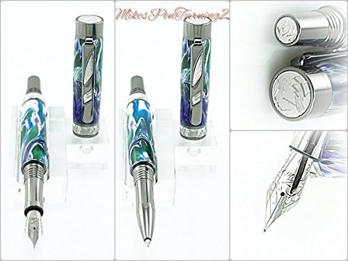 Custom Fountain Pen Alien Moon Acrylic Blank Custom Pen you choose between Fountain or Rollerball Black Titanium and Rhodium 836FP/RB CNA