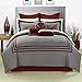 Chic Home 8-Piece Cosmo Embroidered Comforter Set, Queen, Red