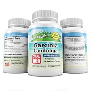 75% HCA PURE GARCINIA CAMBOGIA with NO Added Calcium (Makes it not work) ★ LOSE WEIGHT OR YOUR MONEY BACK ★ 180 Veggie Capsules = a FULL 45 Day Supply - 1600MG/Per Serving for Maximum Results - All Natural Appetite Suppressant and Weight Loss Supplement