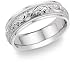Paisley Design White Gold Wedding Band Ring