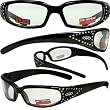 Marilyn-3 Foam Padded Sunglasses, Motorcycle Atv Sports Eyewear Clear Lenses
