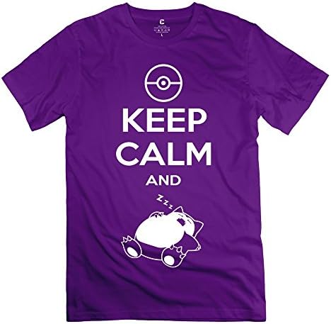 ZhiTian Men's Keep Calm Carry Snorlax Sleep Pokemon T-Shirt - XL Purple