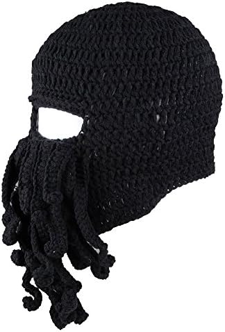 Asurname Free Fisher Unisex Knit Beanie Stubble Beard (black)