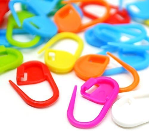 Soumooo Pack of 100 Assorted Color Knitting Stitch Counter Crochet Locking Stitch Markers Stitch Needle Clip (Color Ship Randomly)