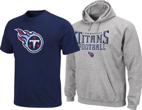 Tennessee Titans Navy T-Shirt and Steel Hooded Sweatshirt Combo Pack