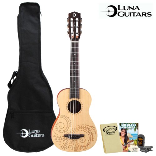 Luna Guitars 6-String Maple Burl Concert (UKE-TAT-6) Ukulele Kit - Includes: Gig Bag, Instruction Booklet, Cloth & Tuner On Sale