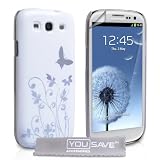 Custodia Samsung Galaxy S3 i9300 Bianco E Argento Difficile Caso Con Schermo Pellicola Protezionedi Yousave Accessories