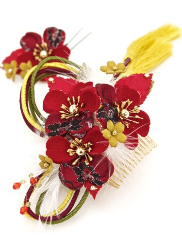 髪飾り 2点セット 花 組紐 [成人式/振袖/卒業式/袴/着物/和装]