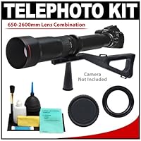 Vivitar 650-1300mm f/8-16 SERIES 1 Telephoto Zoom Lens with 2x Teleconverter (=650-2600mm) + Stedi-Stock Shoulder Brace Kit for Nikon D40, D60, D90, D300, D300s, D3, D3s, D3x, D7000, D3000, D3100 and D5000 Digital SLR Cameras